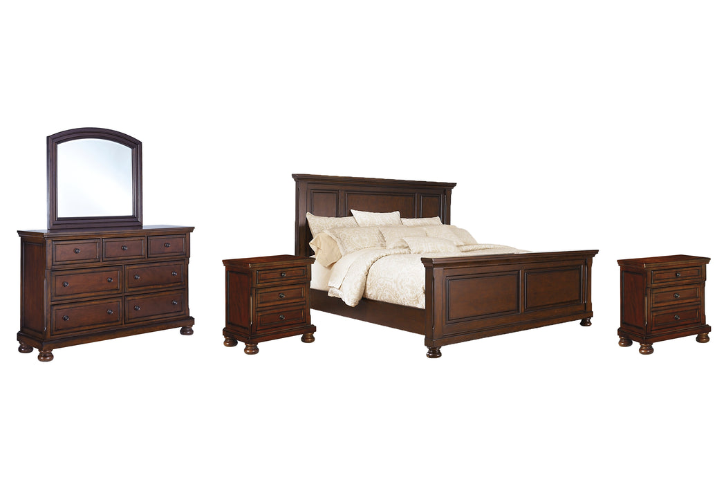 Porter Panel Bed With Mirrored Dresser And 2 Nightstands