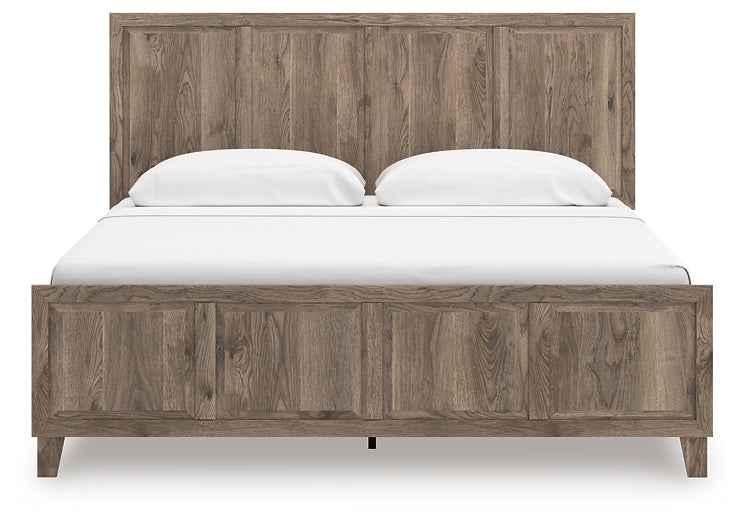 Rusticott King Panel Bed with Mirrored Dresser and Nightstand