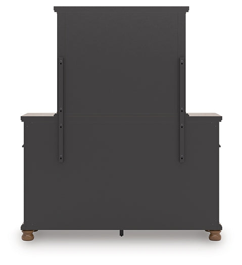 Rowlenstown California King Poster Bed with Mirrored Dresser