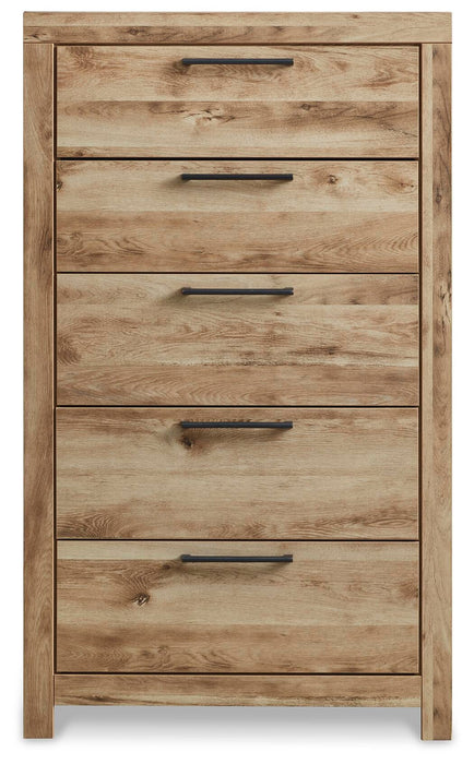 Hyanna Twin Panel Bed with 2 Side Storage, Dresser, Mirror, Chest and Nightstand