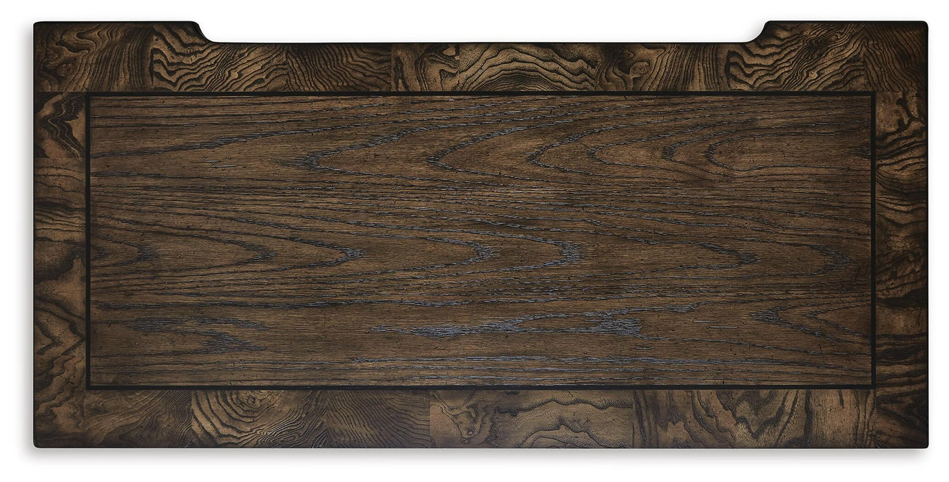 Maylee King Upholstered Bed, Dresser, Mirror, Chest and Nightstand
