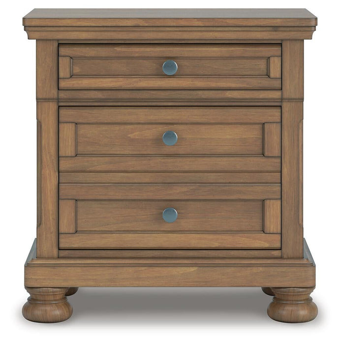 Feddinger California King Panel Bed with Mirrored Dresser, Chest and Nightstand