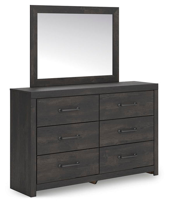 Hollivern Twin Panel Bed with Storage, Dresser and Mirror
