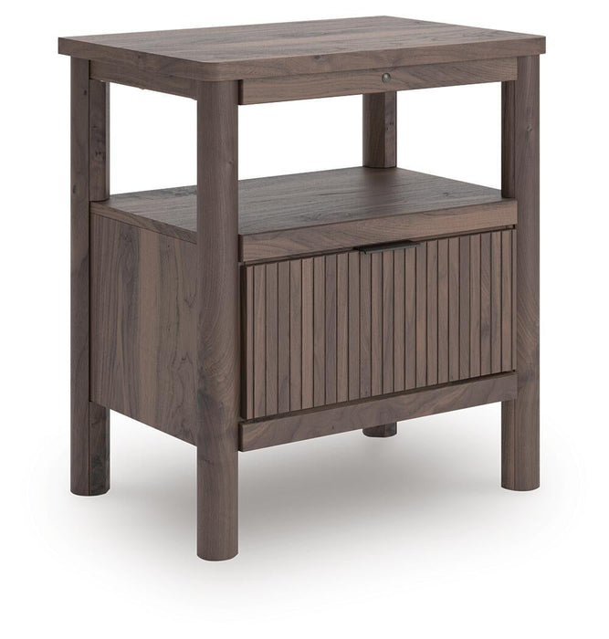 Pamytta King Upholstered Panel Platform Bed, Dresser, Mirror, Chest and Nightstand