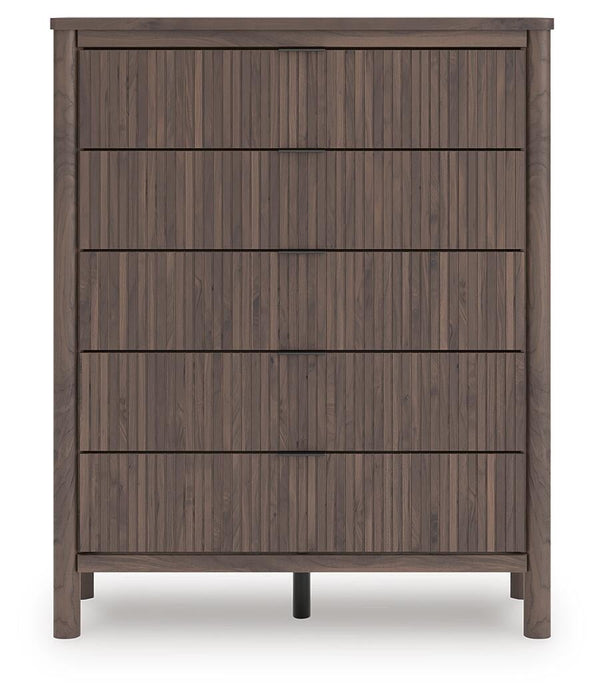 Pamytta King Upholstered Panel Bed, Dresser, Mirror, Chest and Nightstand
