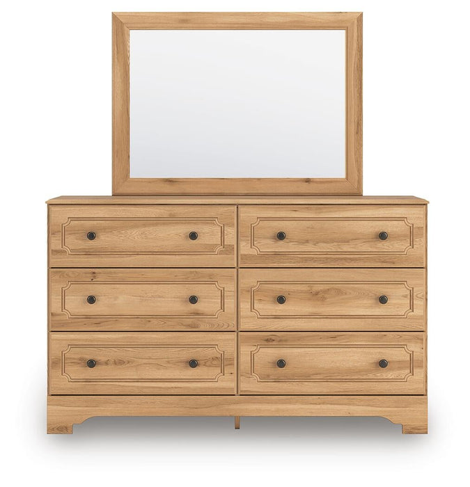 Aleaport Twin Panel Bed with Mirrored Dresser