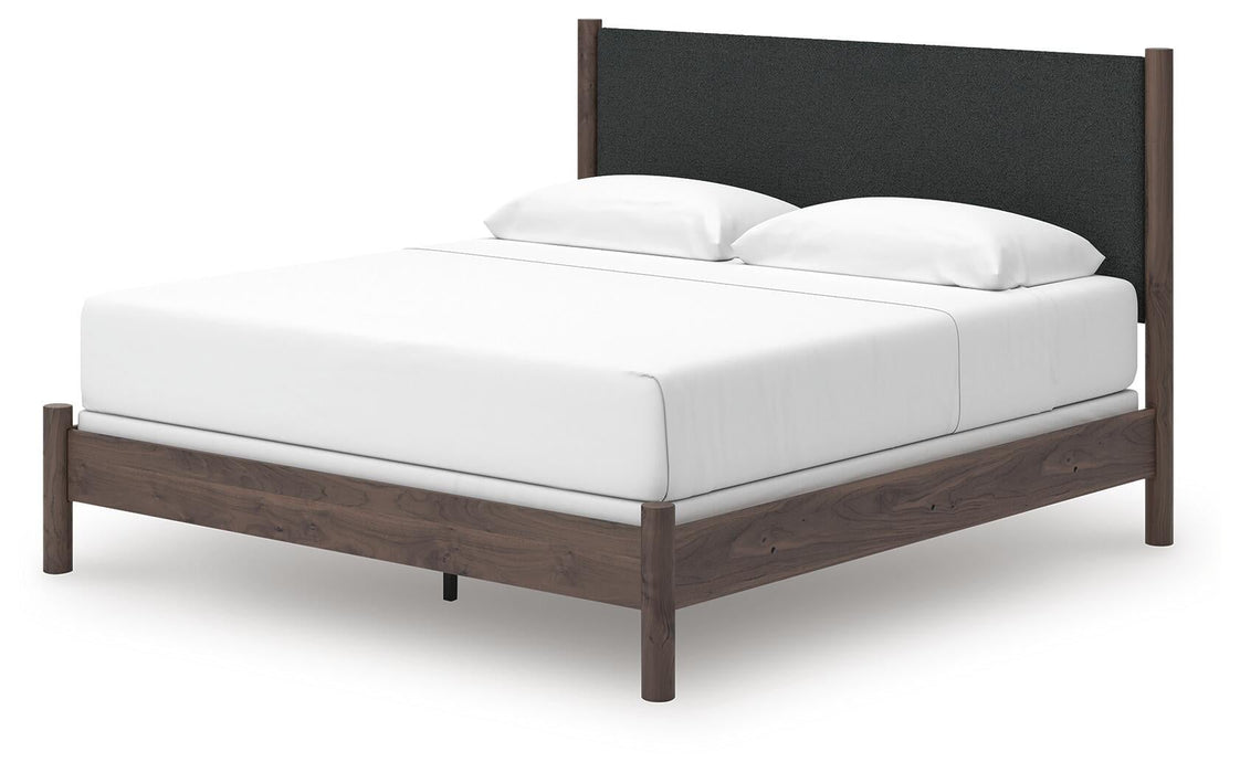 Pamytta King Upholstered Panel Bed, Dresser and Mirror