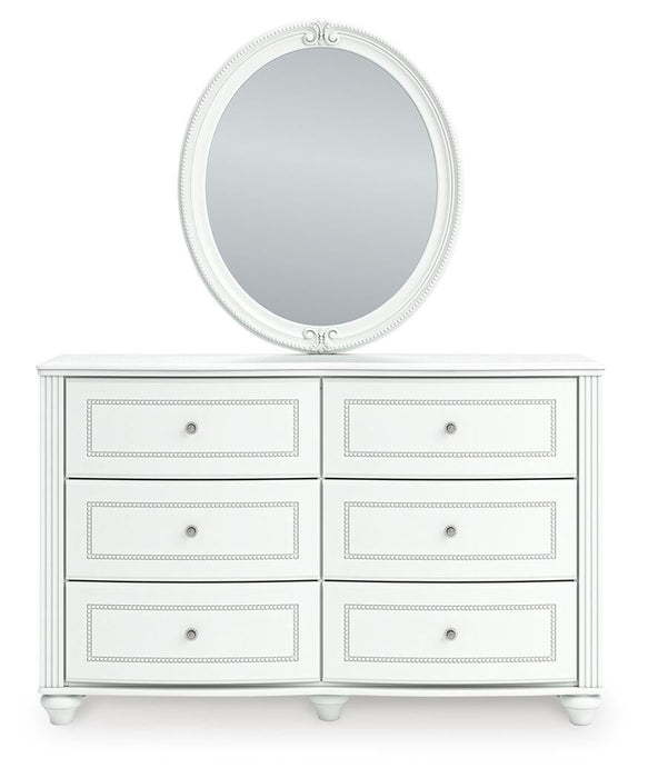 Kozlani Twin Upholstered Panel Bed, Dresser, Mirror and Nightstand