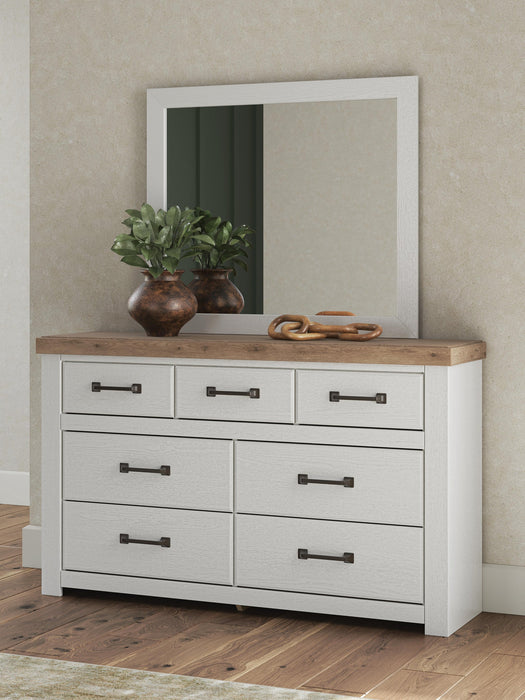 Savonport King Panel Bed with Storage, Dresser and Mirror