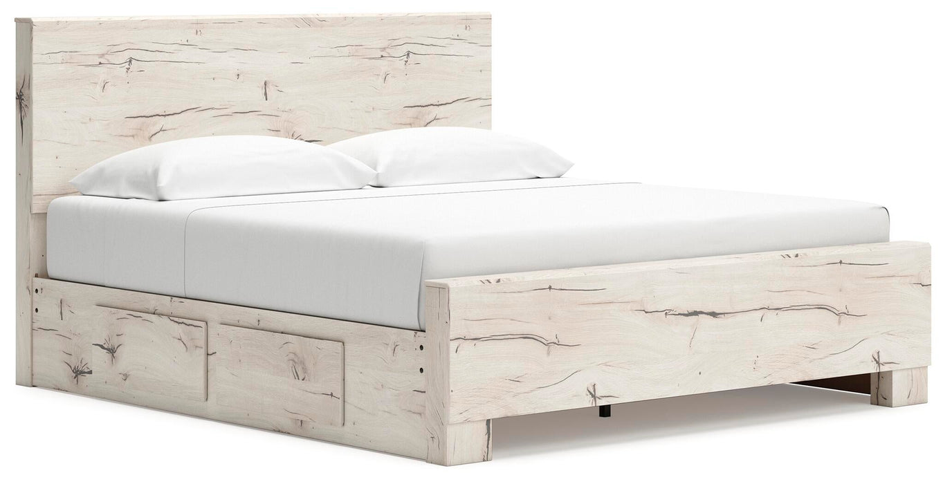Lawroy King Panel Bed with Storage, Dresser, Mirror and Nightstand