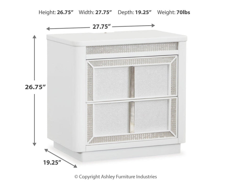 Chalanna California King Upholstered Storage Bed, Dresser and Mirror