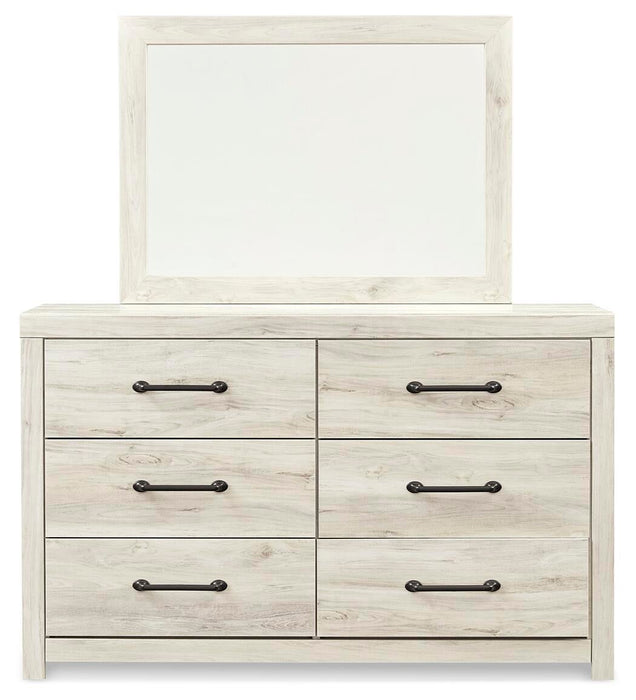 Cambeck Twin Panel Bed with Mirrored Dresser, Chest and Nightstand