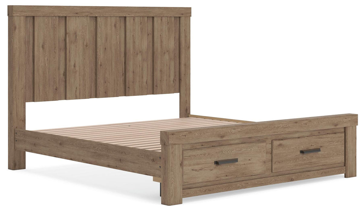 Garistyn King Panel Storage Bed, Dresser and Mirror